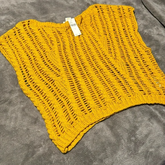 ✨ Anthropologie Asymmetrical Open-Stitch Muscle Sweater Vest - Picture 9 of 11